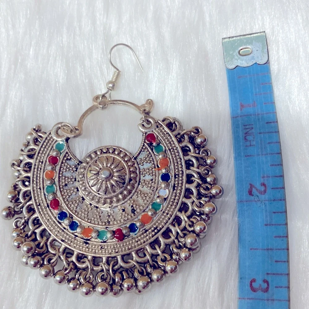 SOLD YEY !!  Handmade Afghan Ethnic Bali Earrings, Tribal Kuchi Afghan Hoop - Picture 5 of 7